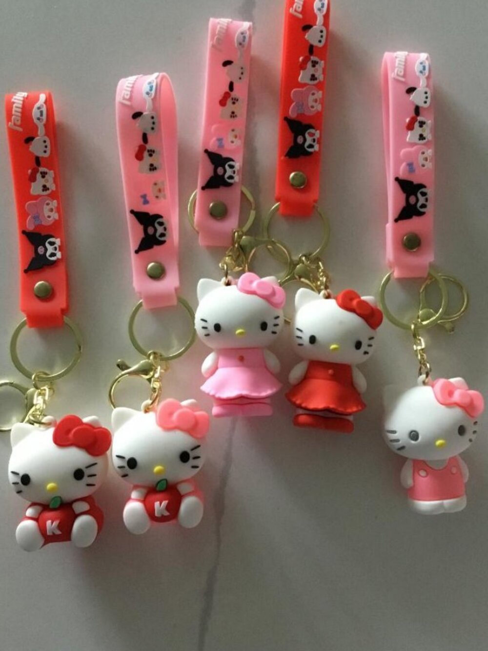 Hello Kitty Doll Keychains Bag Charms Red & Pink - NEW